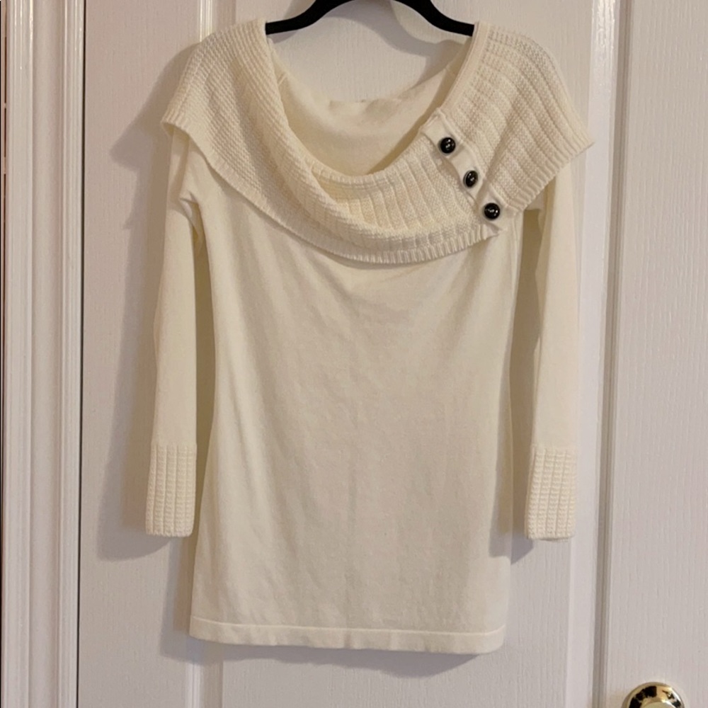 Cream off shoulder sweater